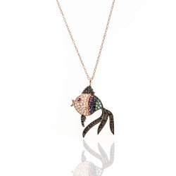 Collier argent rosé poisson...