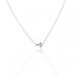 Collier argent rhodié croix...