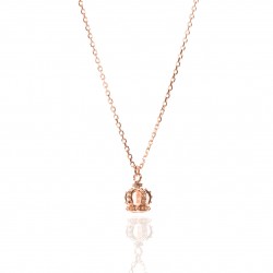 Collier argent rosé couronne